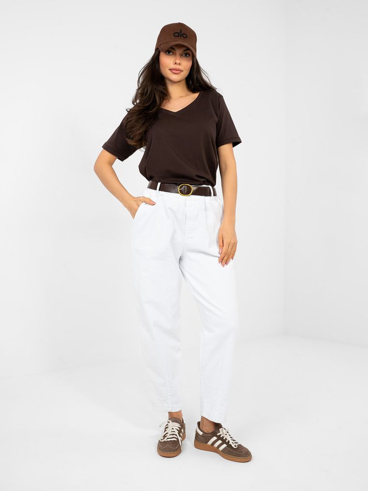 Spodnie materiałowe damskie, białe, Italy Moda
