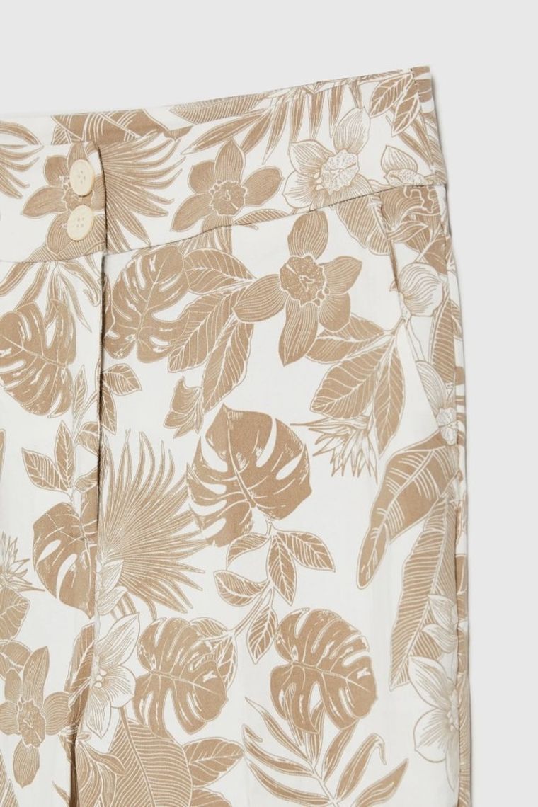 Spodnie materiałowe damskie, białe, Moodo