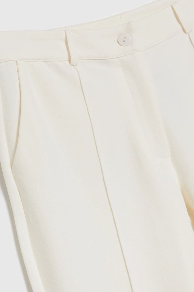 Spodnie materiałowe damskie, białe, Moodo