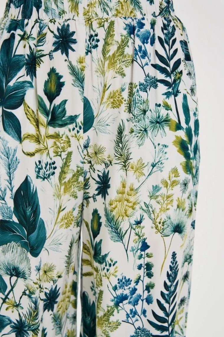 Spodnie materiałowe damskie, białe, Moodo