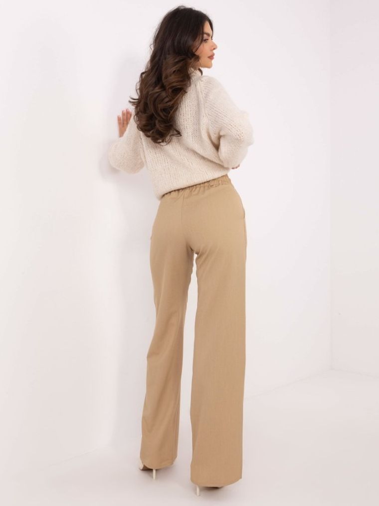 Spodnie materiałowe damskie, brązowe, Lakerta