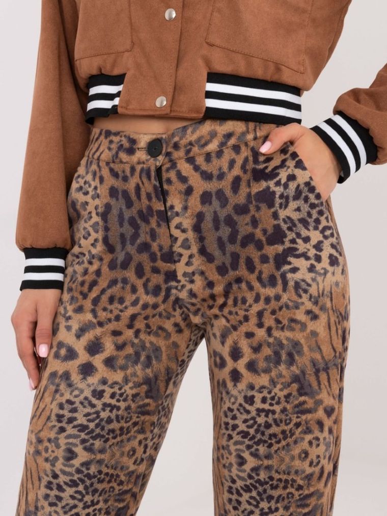 Spodnie materiałowe damskie, brązowe, Lakerta