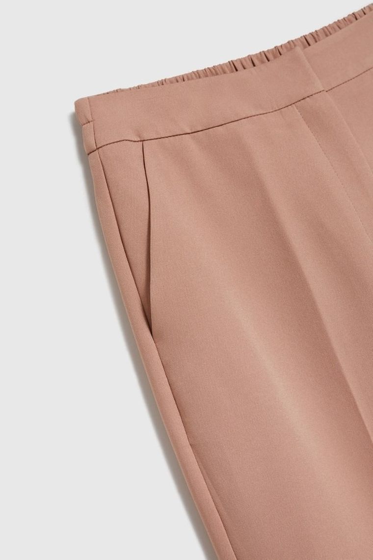 Spodnie materiałowe damskie, brązowe, Moodo