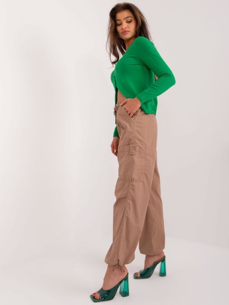 Spodnie materiałowe damskie, brązowe, Sublevel