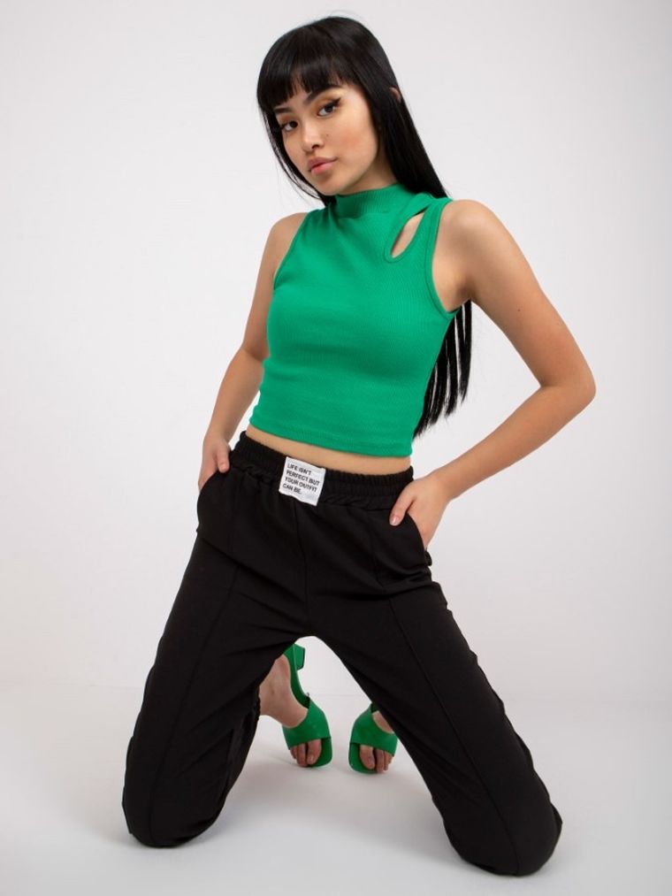 Spodnie materiałowe damskie, czarne, Italy Moda