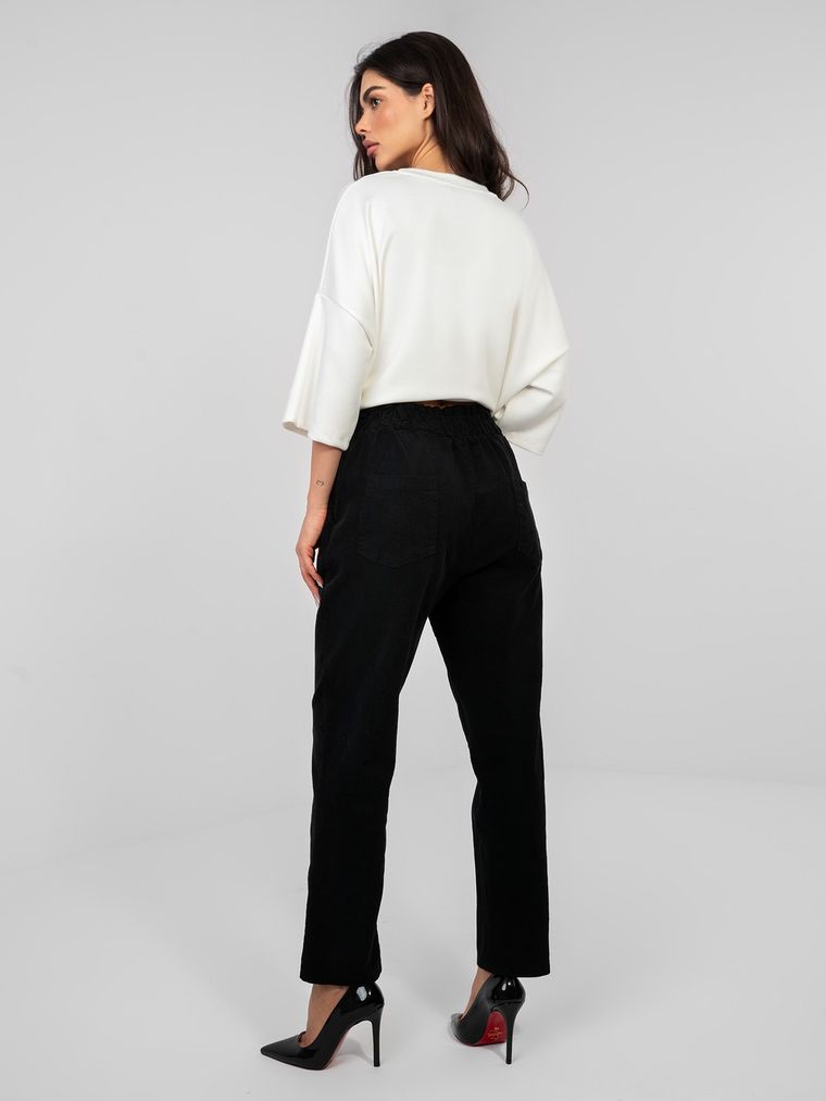 Spodnie materiałowe damskie, czarne, Italy Moda