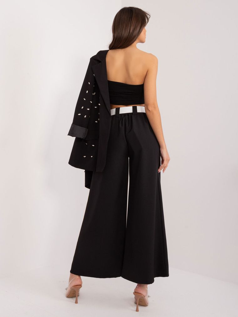 Spodnie materiałowe damskie, czarne, Italy Moda