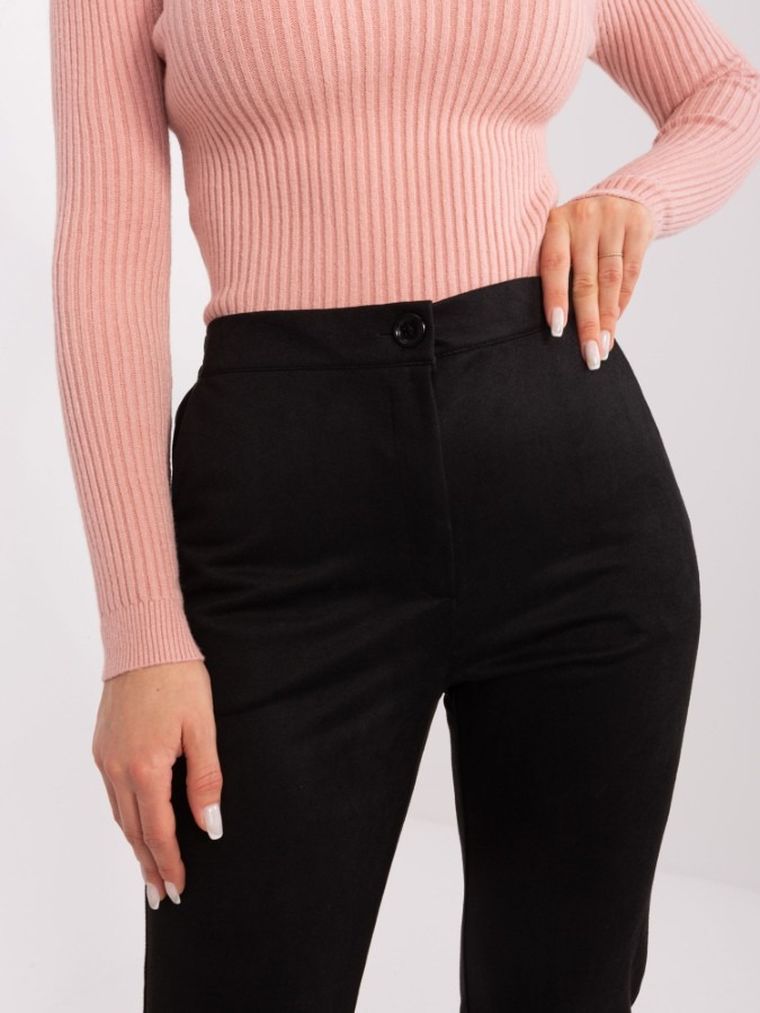 Spodnie materiałowe damskie, czarne, Lakerta