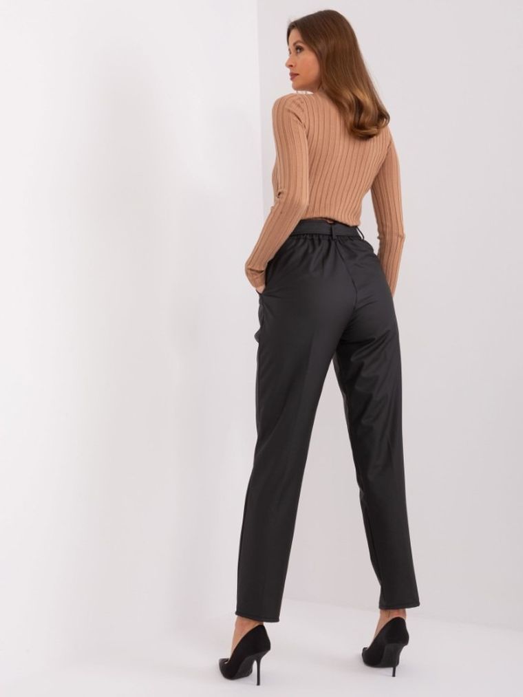 Spodnie materiałowe damskie, czarne, Lakerta