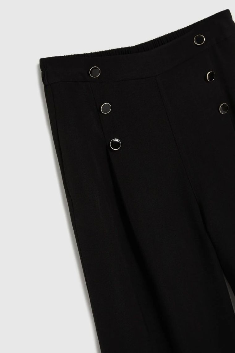 Spodnie materiałowe damskie, czarne, Moodo