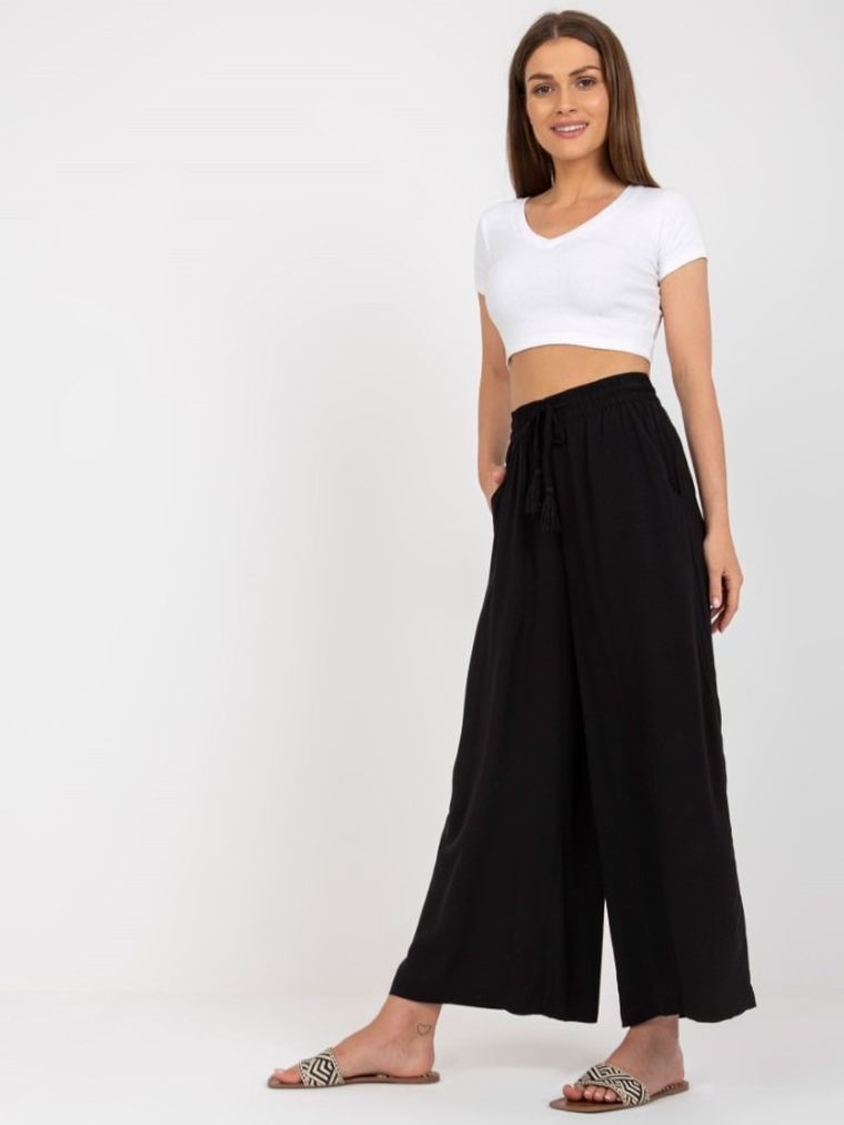 Spodnie materiałowe damskie, czarne, Sublevel