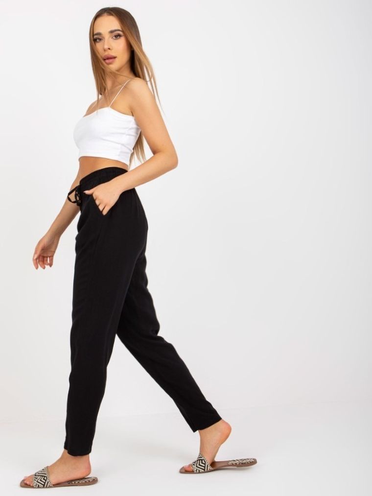 Spodnie materiałowe damskie, czarne, Sublevel