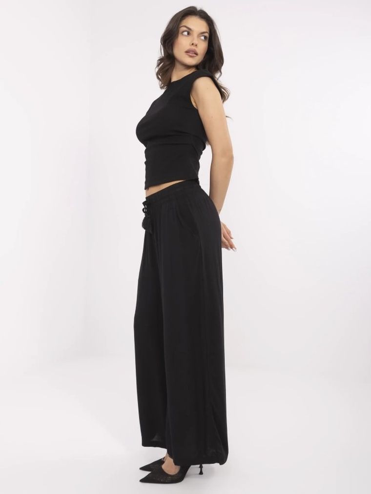 Spodnie materiałowe damskie, czarne, Sublevel