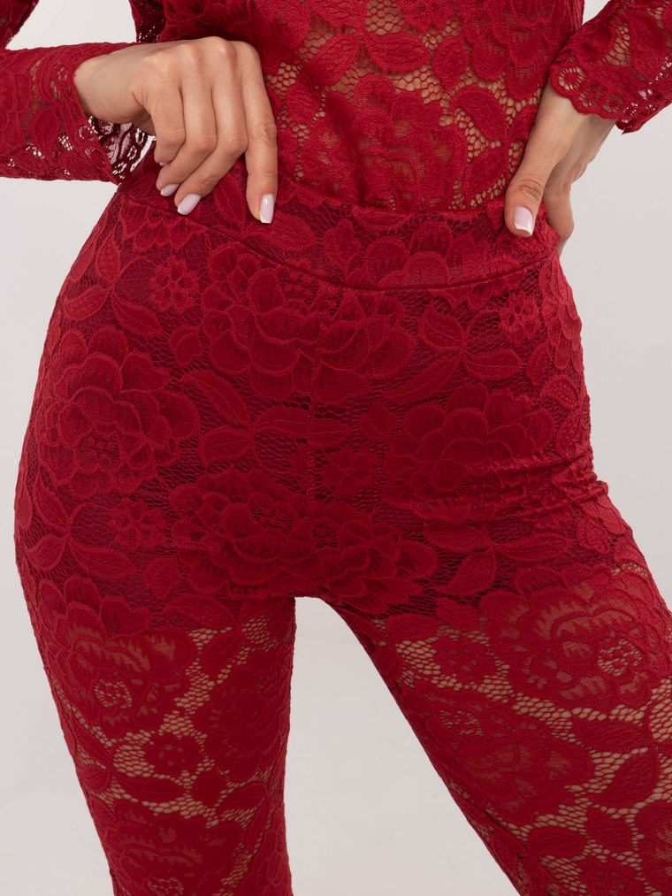 Spodnie materiałowe damskie, czerwone, Italy Moda
