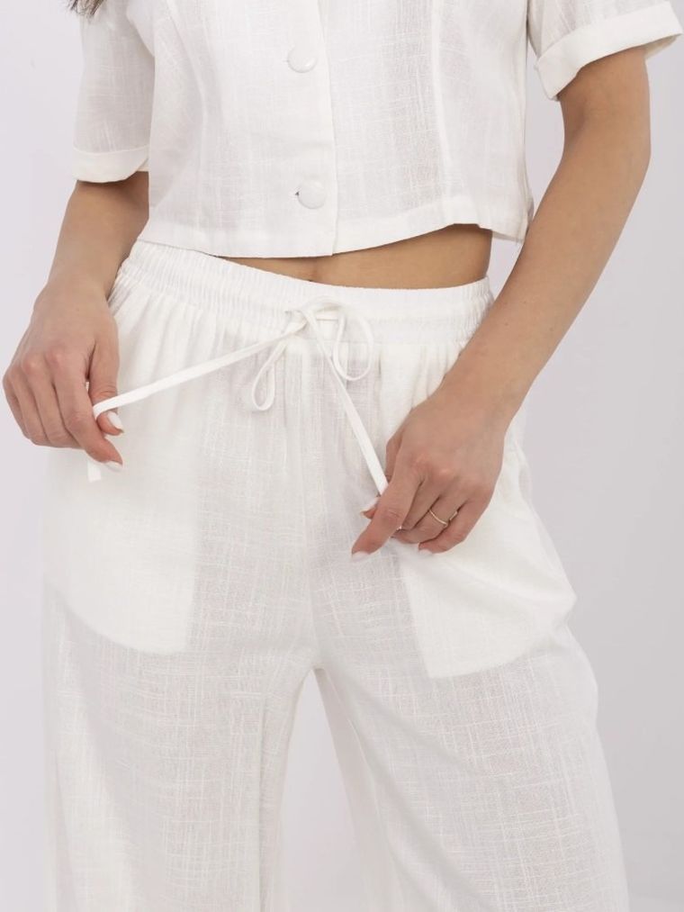 Spodnie materiałowe damskie, ecru, Factory Price