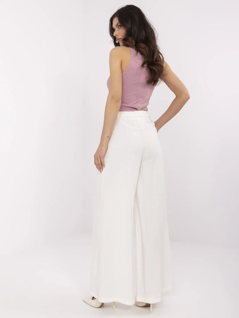 Spodnie materiałowe damskie, ecru, Vinceotto