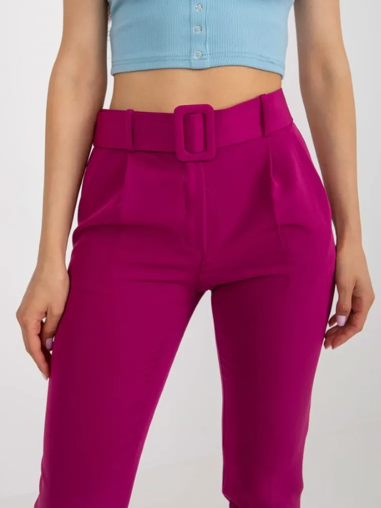 Spodnie materiałowe damskie, fioletowe, Italy Moda