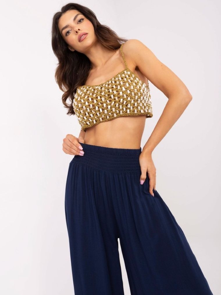 Spodnie materiałowe damskie, granatowe, Och Bella