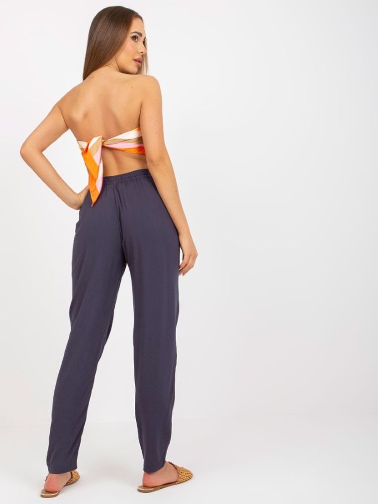 Spodnie materiałowe damskie, granatowe, Sublevel