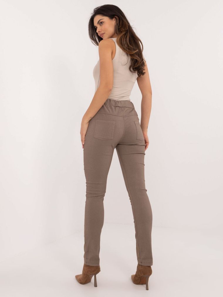 Spodnie materiałowe damskie, khaki, Italy Moda