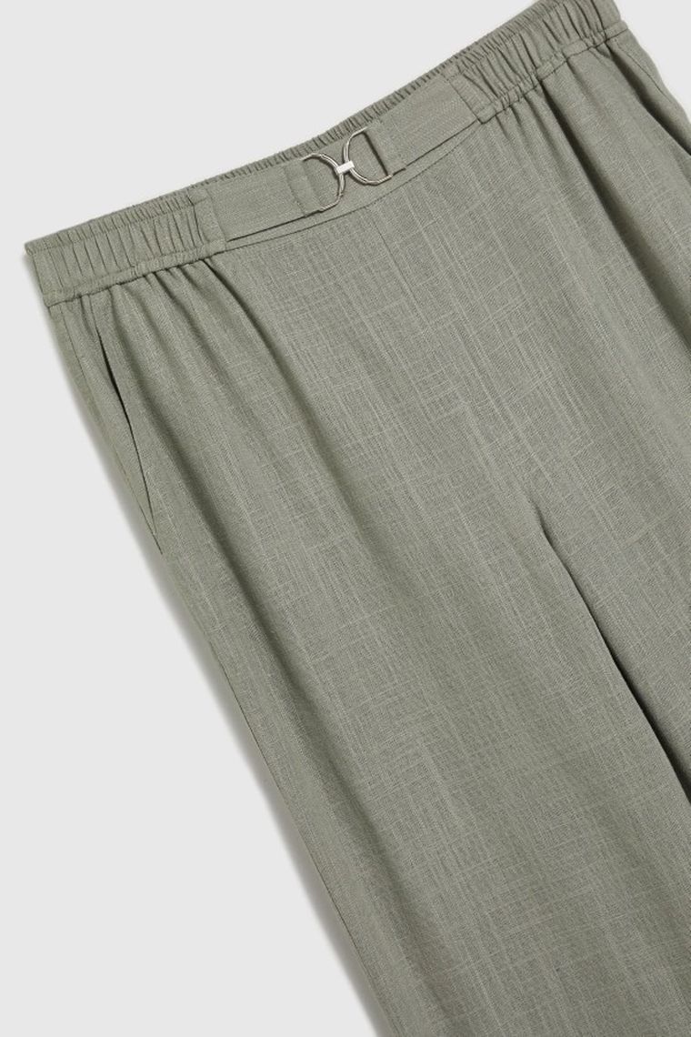 Spodnie materiałowe damskie, khaki, Moodo