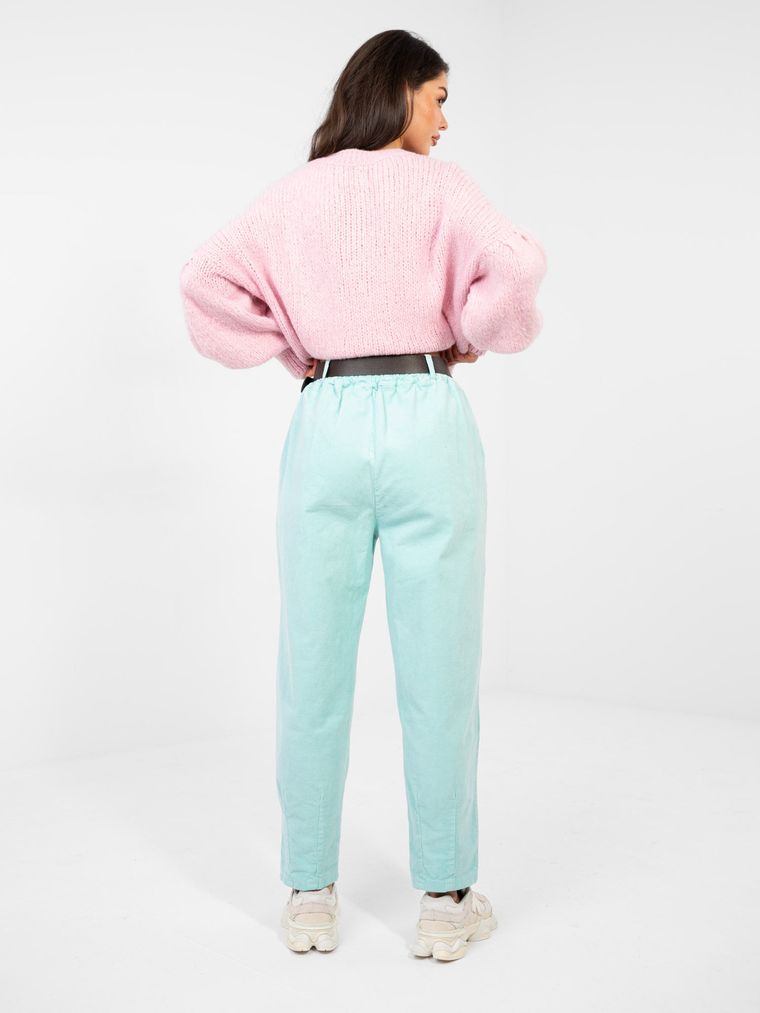 Spodnie materiałowe damskie, miętowe, Italy Moda