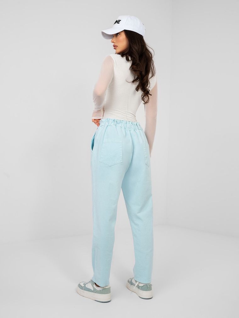Spodnie materiałowe damskie, niebieskie, Italy Moda