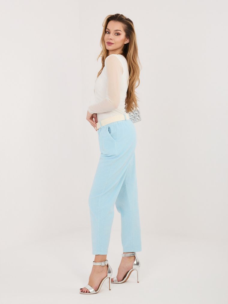 Spodnie materiałowe damskie, niebieskie, Italy Moda