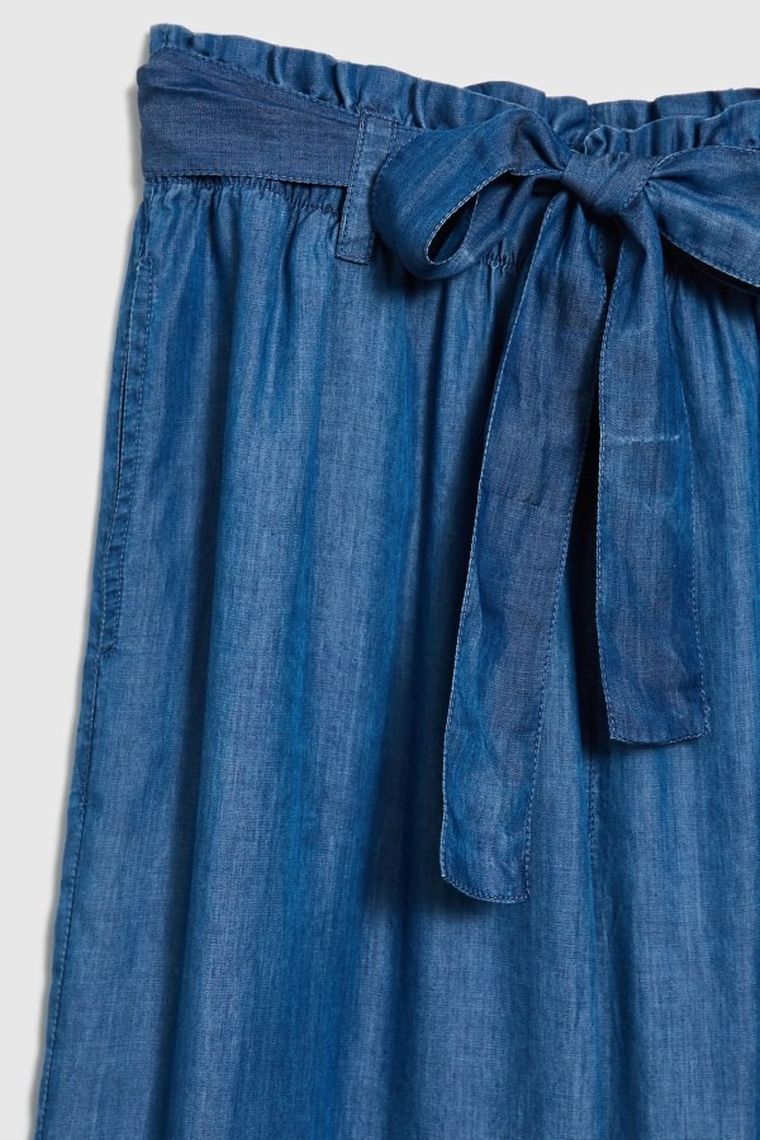 Spodnie materiałowe damskie, niebieskie, Moodo