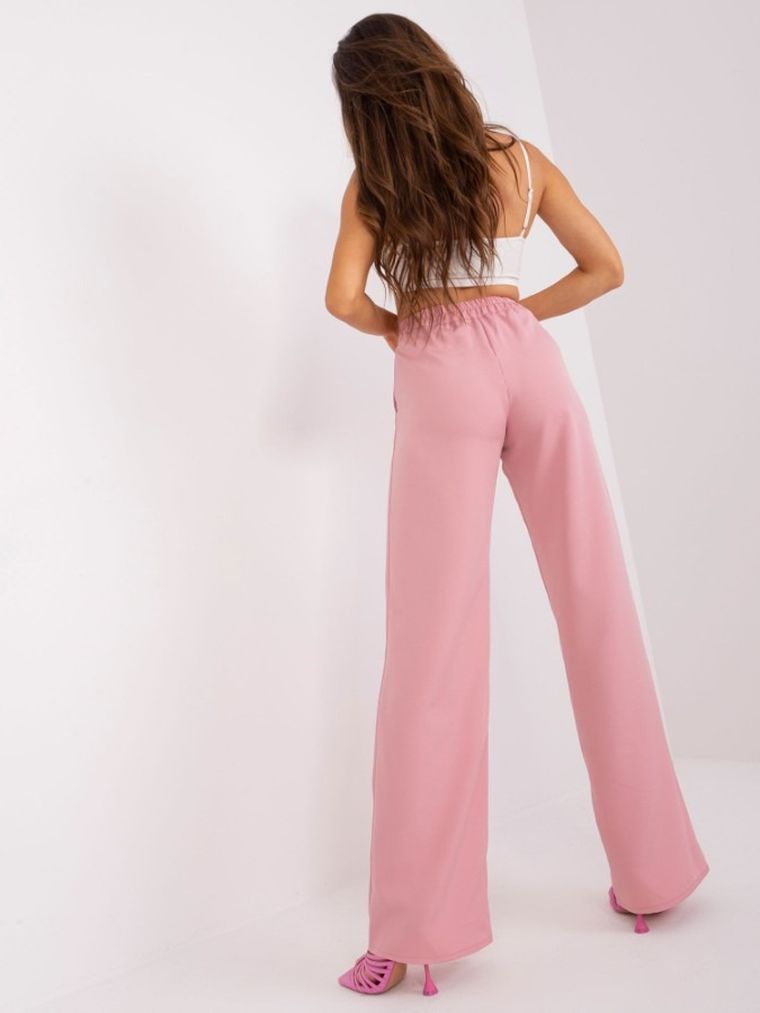 Spodnie materiałowe damskie, różowe, Lakerta