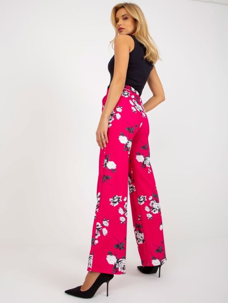 Spodnie materiałowe damskie, różowe, Lakerta