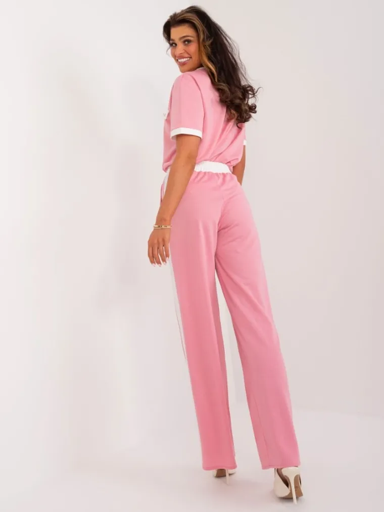 Spodnie materiałowe damskie, różowe, Lakerta