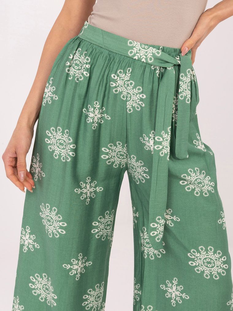 Spodnie materiałowe damskie, zielone, Italy Moda
