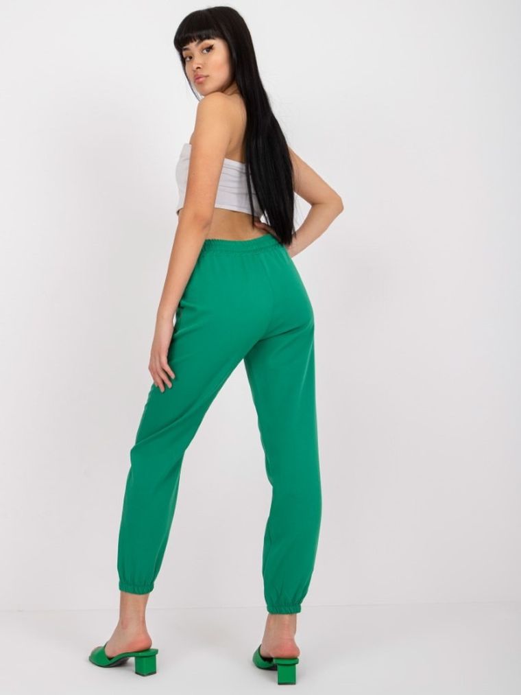 Spodnie materiałowe damskie, zielony, Italy Moda