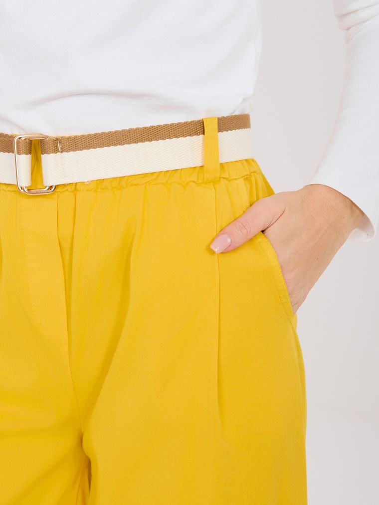 Spodnie materiałowe damskie, żółte, Italy Moda