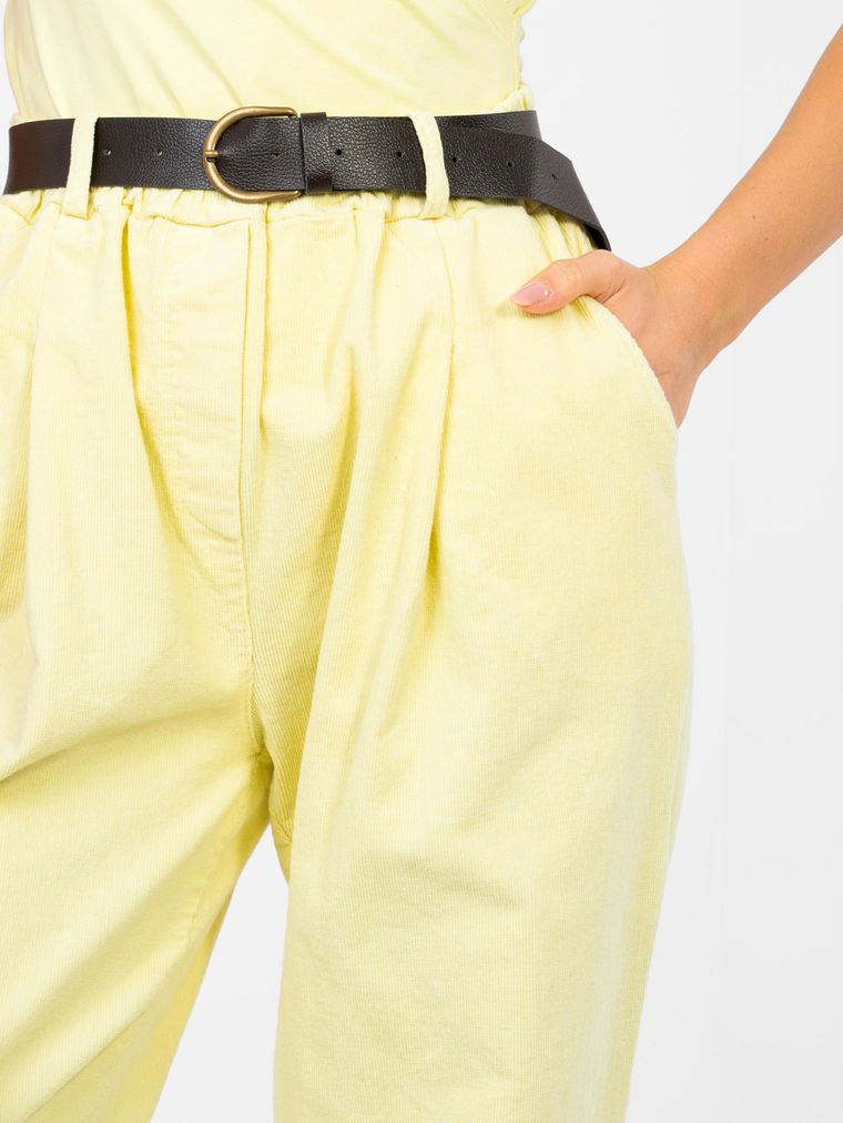 Spodnie materiałowe damskie, żółte, Italy Moda
