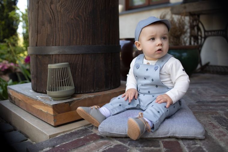 Spodnie ogrodniczki chłopięce, niebieskie, Charlie, Pinokio