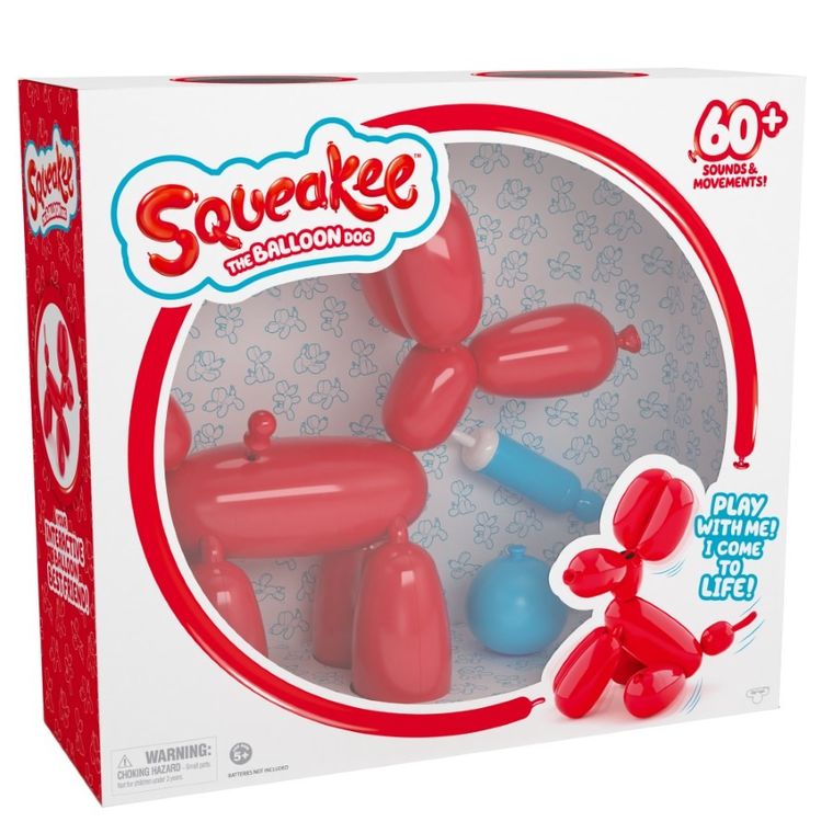 Squeakee, interaktywny balonowy piesek, czerwony