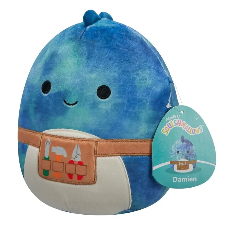 Squishmallows, Damien, niebieski dinozaur, maskotka, 19 cm