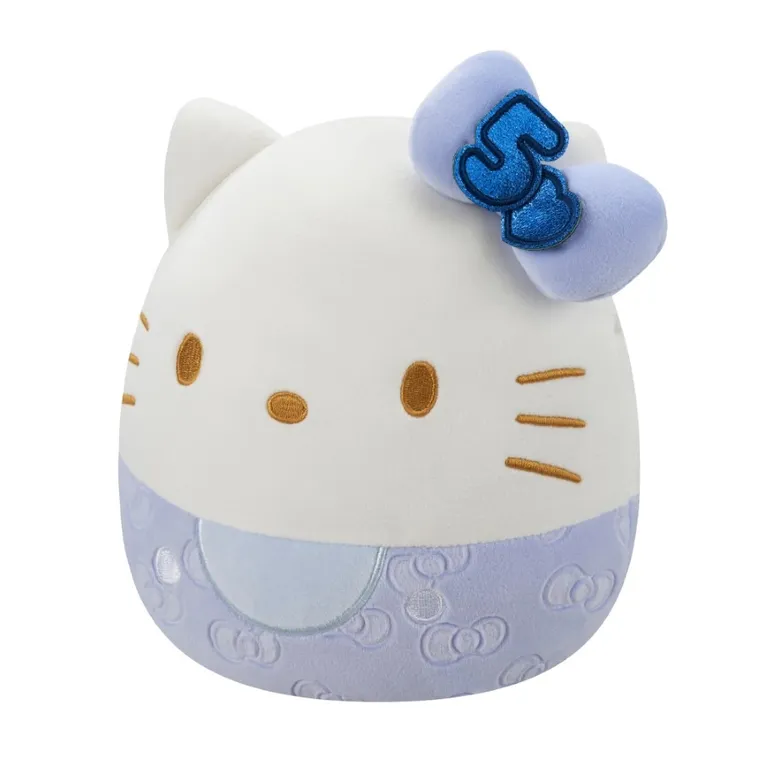 Squishmallows, Hello Kitty, maskotka, wydanie specjalne na 50-lecie, niebieski z kokarkdą