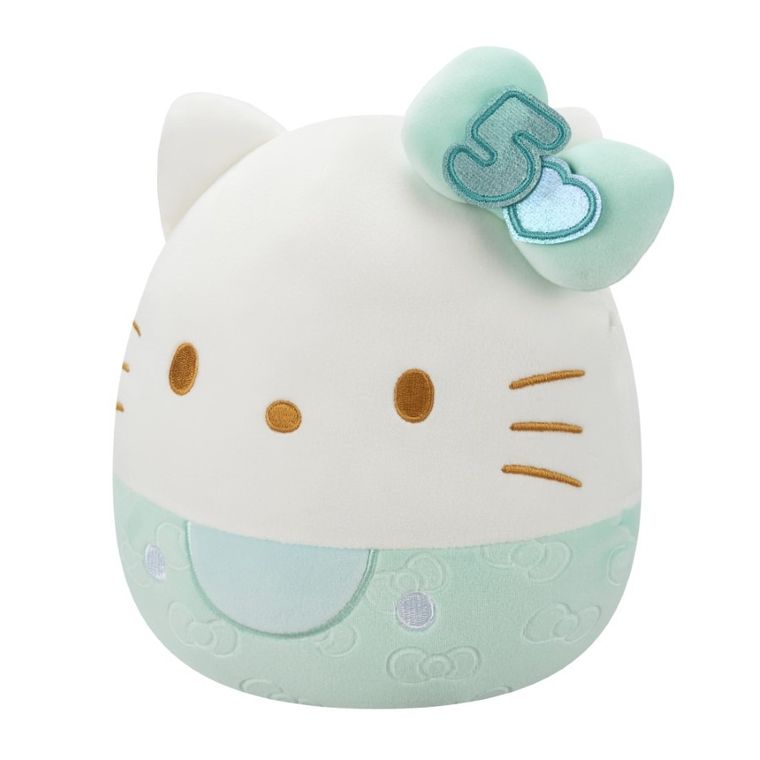 Squishmallows, Hello Kitty, maskotka, wydanie specjalne na 50-lecie, zieleń z kokardką, 20 cm