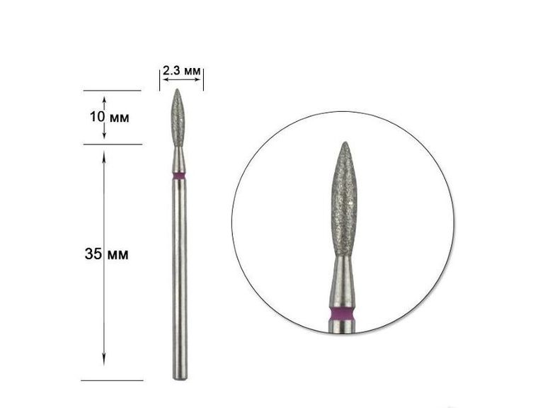 Staleks, frez diamentowy do paznokci, płomyk, 23/10 mm, fa10r023/10