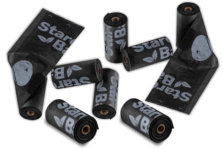 Starch Bag, BIOworki, worki na śmieci, czarne, 8 rolek x 15 szt.