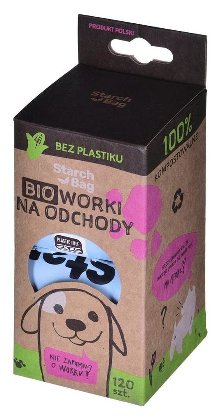 Starch Bag, kompostowalne bioworki na odchody, niebieski, 8-15 szt.