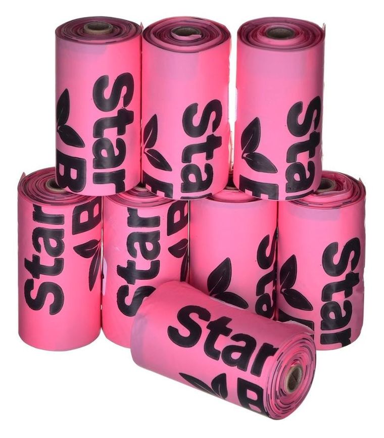 Starch Bag, kompostowalne bioworki na odchody, różowy, 8-15 szt.