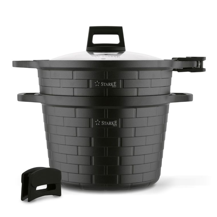 Starke, Brick Marble, garnek do gotowania na parze + nakładki silikonowe, 6.3l