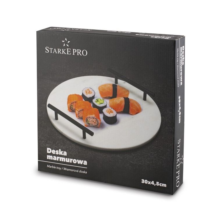 Starke Pro, deska marmurowa, biała czarne uchwyty, 30-4.5 cm