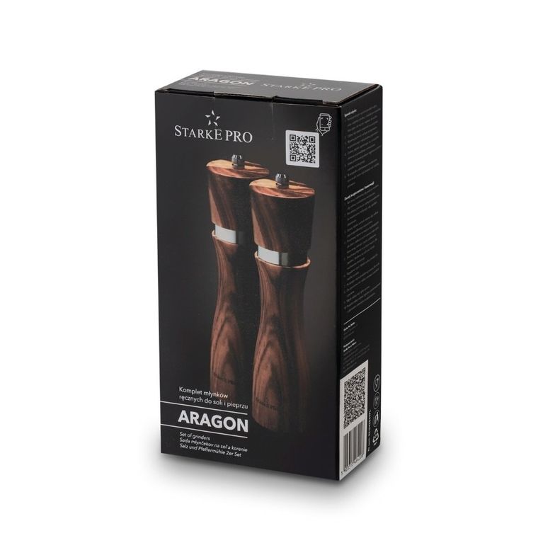 Starke Pro, komplet 2 młynków, drewnianych, aragon