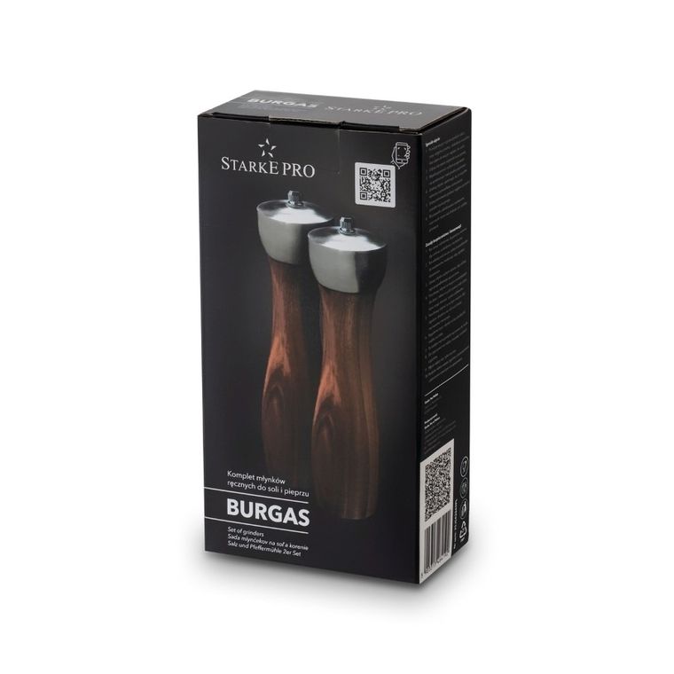 Starke Pro, komplet 2 młynków, drewnianych, burgas