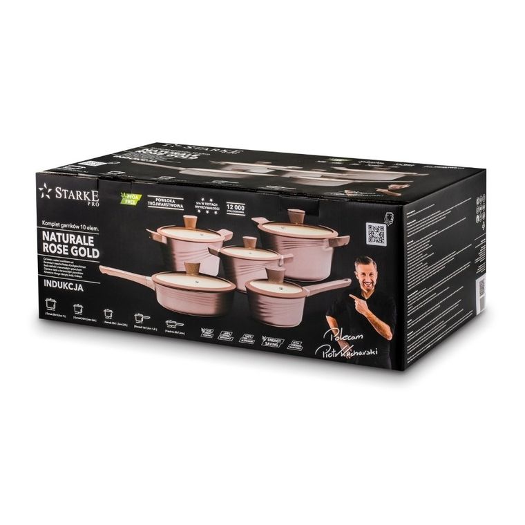 Starke Pro, Naturale Rose Gold, komplet garnków, 10 elementów